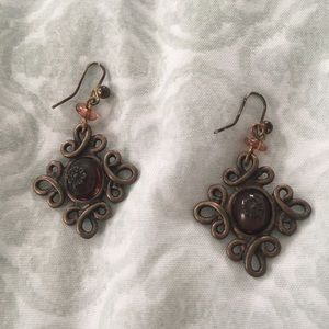 Amber dangle earrings vintage look